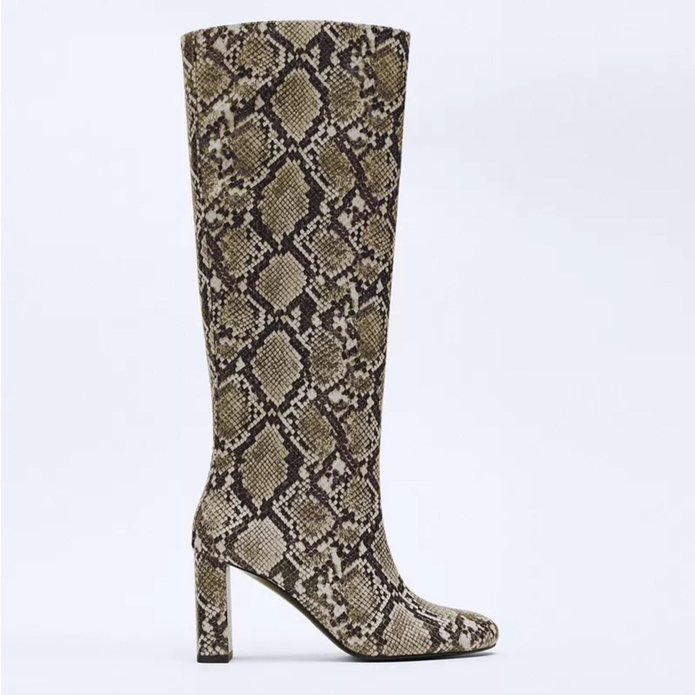 Zara knee high snakeskin boots​​​​​​​​​​​